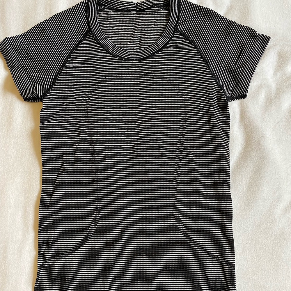 Black and white Lululemon striped top.